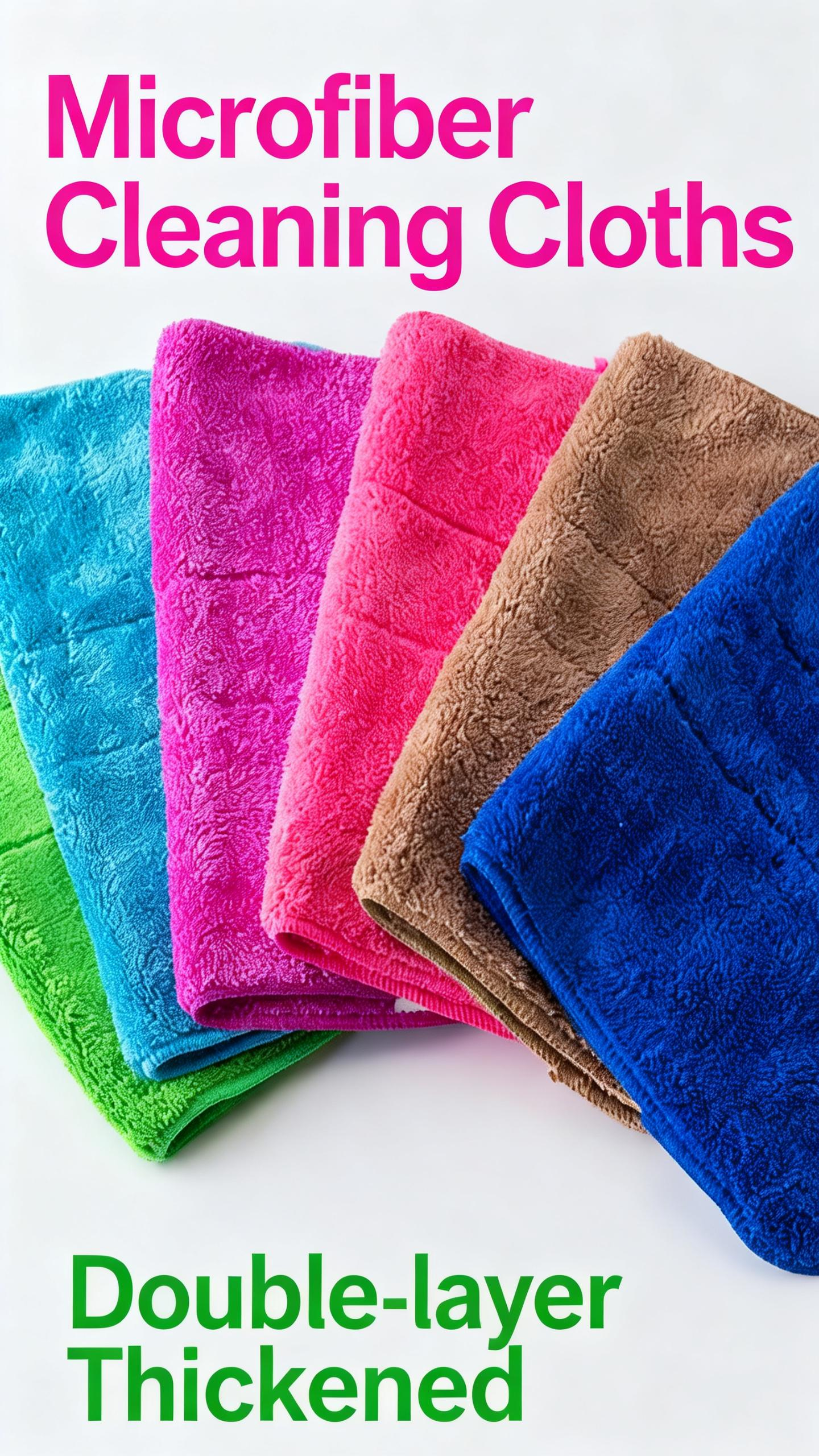 Thick Reusable Microfiber Cleaning Cloths, Lint-Free Absorbent Towels for All-Purpose Household Cleaning
